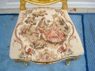 Gilt French Provincial Vanity Desk Tapestry Chair