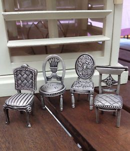 Pewter Finish Chair Place Card Holders Set of 4