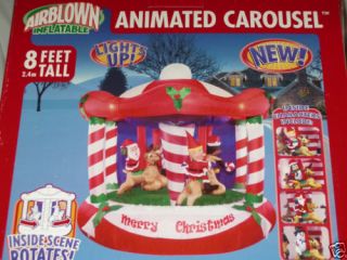 New 8' Gemmy Lighted Animated Rotating Christmas Carousel Airblown Inflatable