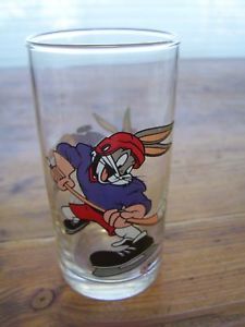 Warner Bros Looney Tunes Bugs Bunny Hockey Glass Tumbler Smuckers Jelly Jam