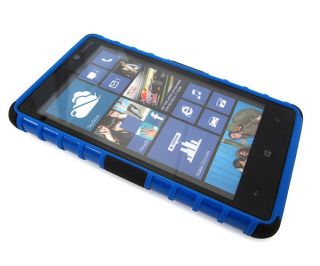 Blue Black Heavy Duty Durable Protective TPU Cover Case w Stand Nokia Lumia 820