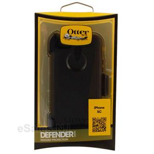 Apple iPhone 5c Otterbox Defender Case Cover Clip Holster Screen Protector Black