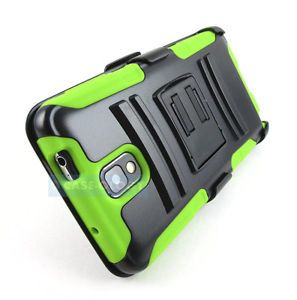 Black Green Rugged Hybrid Case Cover Clip Holster for Samsung Galaxy Note III 3