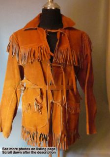 True Vintage 1950s Kit Carson Nevada Buckskin Suede Frontier Jacket w Fringe