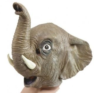Deluxe Elephant Mask Jumbo Head Latex Rubber Jungle Animal Mascot Costume Trunk
