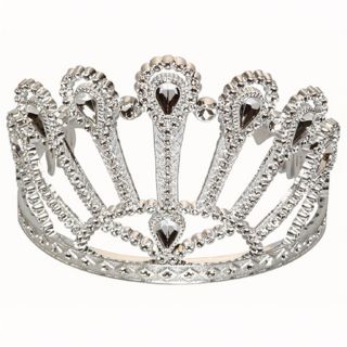 Silver Tone Beauty Pageant Royal Princess Tiara Queen Costume Crown Theatre Prop
