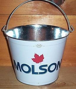 Molson Brewery 5qt Metal Beer Ice Bucket Bar Cooler