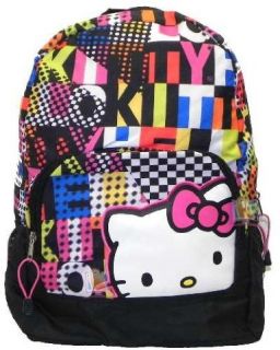 Sanrio Hello Kitty Kids Colorblock Checker School Book Bag Travel Backpack 16"