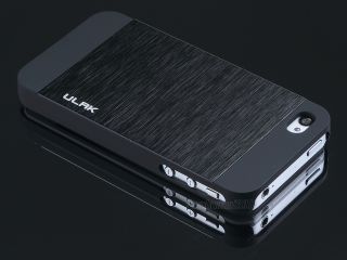 Luxury Black Ultra Thin Brushed Aluminum Hard Case for iPhone 4 4S Screen Guard