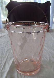 Pink Depression Glass Ice Bucket