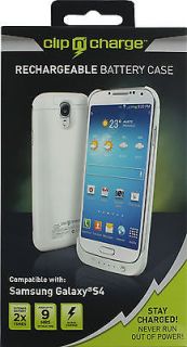 Clip N' Charge Rechargeable Battery Case Extend 2X Samsung Galaxy S4 s 4 White