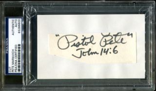 "Pistol" Pete Maravich Signed Autographed Index Card PSA DNA Slabbed