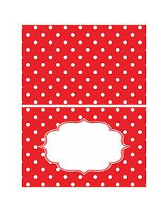 8x Polka Dots Red Candy Buffet Cards Labels Birthday Kitchen Tent Fold Cards