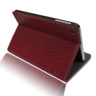 Red Croc Luxury Leather Slim Smart Folio Stand Case Cover for Apple iPad Mini