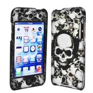 Black White Skulls Hard Case Cover Accessory for iPod Touch 4th Gen 4G 4