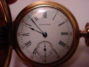 Antique Gold Filled Waltham Ladies Pocket Watch 15 Jewel Hunter Case