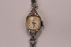 Ladies' Vintage Elgin 19 Jewel Diamond Watch 10K White Gold Case WOW