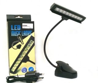 New 9 Bright LED Lamp Light Adapter Battery USB Clip on Piano Keyboard