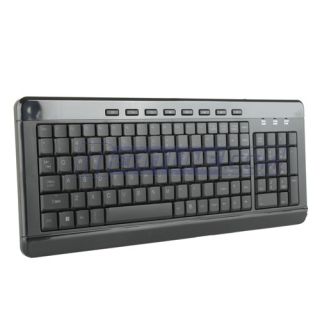 AVS Gear W9868BL Black USB Wired Slim Keyboard with Blue LED Light Black