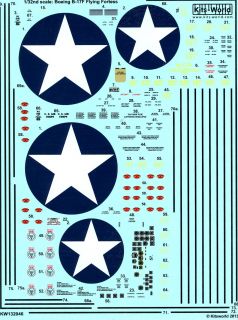Kits World Decals 1 32 B 17 Flying Fortress Stencils National Markings