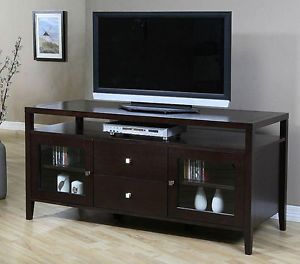 Plasma TV LCD Stand Flat Screen Console Entertainment Media Center Brown New