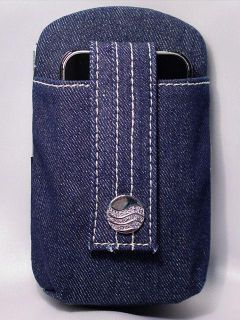 Dark Blue Denim Curved iPhone Cell Phone Case Mini Wallet Combo