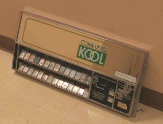 Vintage Cigarette Chrome Label Holder Kool Brand Mirror from Vending Machine