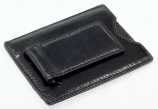Magnetic Leather Money Clip 3 Card Holder Black Y995