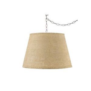 Chain Swag Lamp Kit Hanging Light Fixture Homespun Linen Plug in Ceiling Lamp