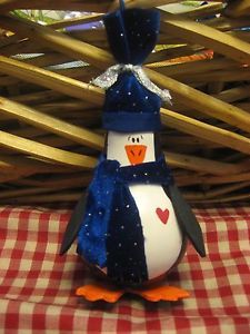 Hand Painted Christmas Penguin LIGHTBULB Light Bulb Ornament OOAK