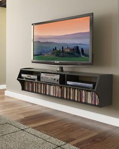 Black 58" Wall Mount Floating TV Stand Altus Plus Shelf Media Storage EZ Hangpp