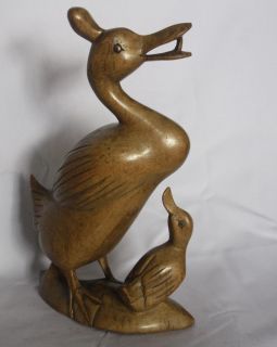 Ducks Statue Bali Art Hand Wood Carved Duck Sculpture