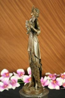 Beautiful Art Deco Bronze Lady Woman Dancer Sculpture Nouveau Decor Free Shipp
