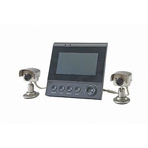 Color Security System with Two Cameras Flat Panel Monitor