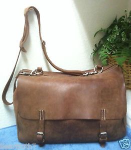 J Crew Men's Brown Rugged Genuine Leather Briefcase Mail Messenger Bag Handmade