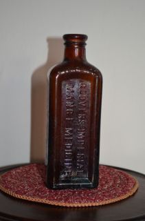 Antique Brown Glass Medicine Bottle Clovers Imperial Mance H Clay New York Amber