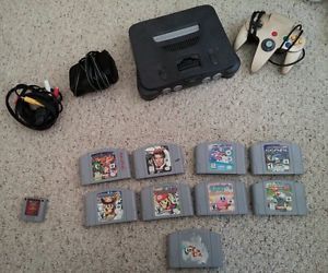 N64 Console and Games Lot 9 Games Console Gold Control and Memory Card
