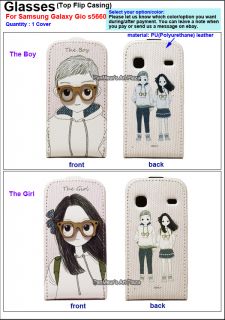 Samsung Galaxy Gio S5660 Phone PU Leather Case Cover Glasses