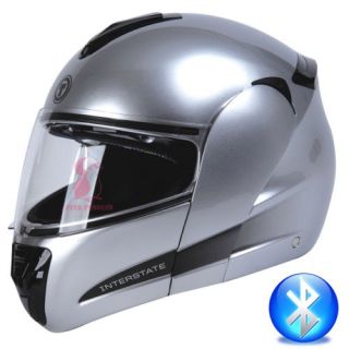 Torc Blinc Bluetooth Modular Flip Up Motorcycle Helmet Dot T22B Silver Small S