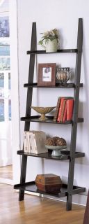 Free SHIP 72" Leaning Ladder Rustic Black Wall Book Shelf Racks Shelves