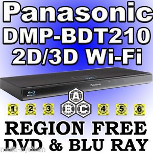 Panasonic 3D DMP BDT210 Multi Zone All Region Code Free DVD Blu Ray Player Wi Fi