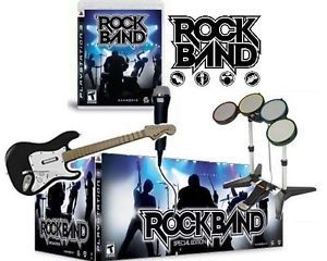 Rock Band Special Bundle Edition Sony PlayStation 3 Drums Guitar Mic Game 014633159141