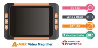 A Max Portable Handheld Low Vision Video Magnifier 3 5'' Color LCD Reading Aid