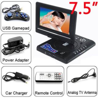 7 5" Swivel LCD Screen Car Home Portable DVD VCD CD Player TV Game SD USB Remote