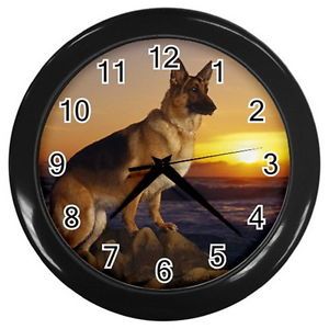 German Shepherd Dog Round Large Wall Clock Black Collection Gifts New Year