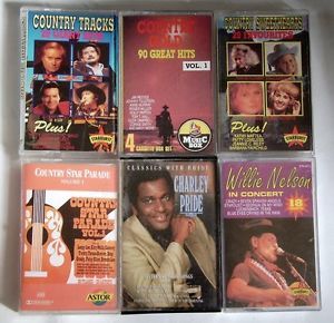 Country Western Cassettes x 6 Willie Nelson Charlie Pride Lee Conway