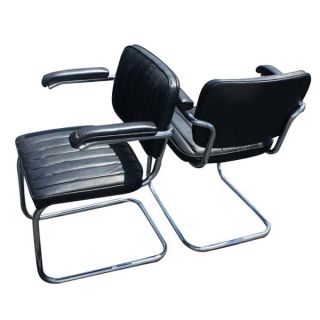 2 Thonet Leather Cesca Side Chairs by Marcel Breuer