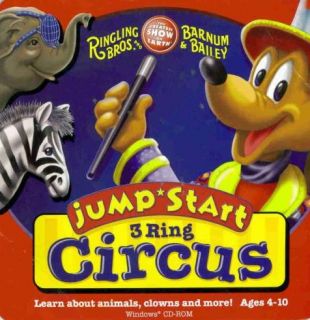 Jumpstart 3 Ring Circus PC CD Kids Learn Animals Clowns Ringling Bros Barnum