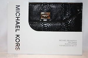 New Michael Kors Black Python Leather Slim Laptop Sleeve MacBook Air 13" $130