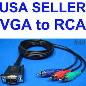 VGA TO RGB RCA VIDEO MONITOR ADAPTER CABLE COMPUTER CONNECTOR HDTV US